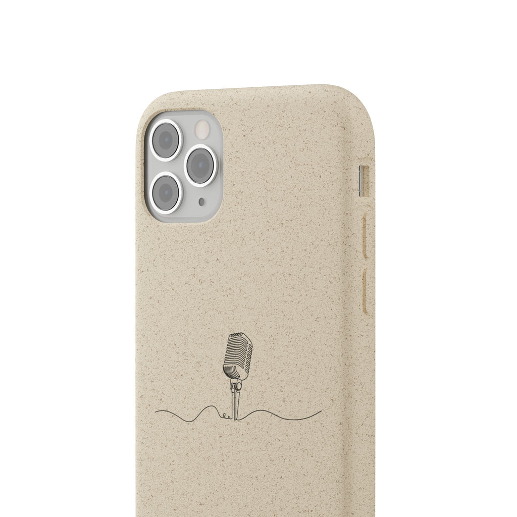 Biodegradable Phone Case — Minimal Microphone Sketch (HB), Eco-Friendly iPhone Cover