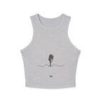 Ribbed Racer Tank — Minimalist Surf Microphone Line Art