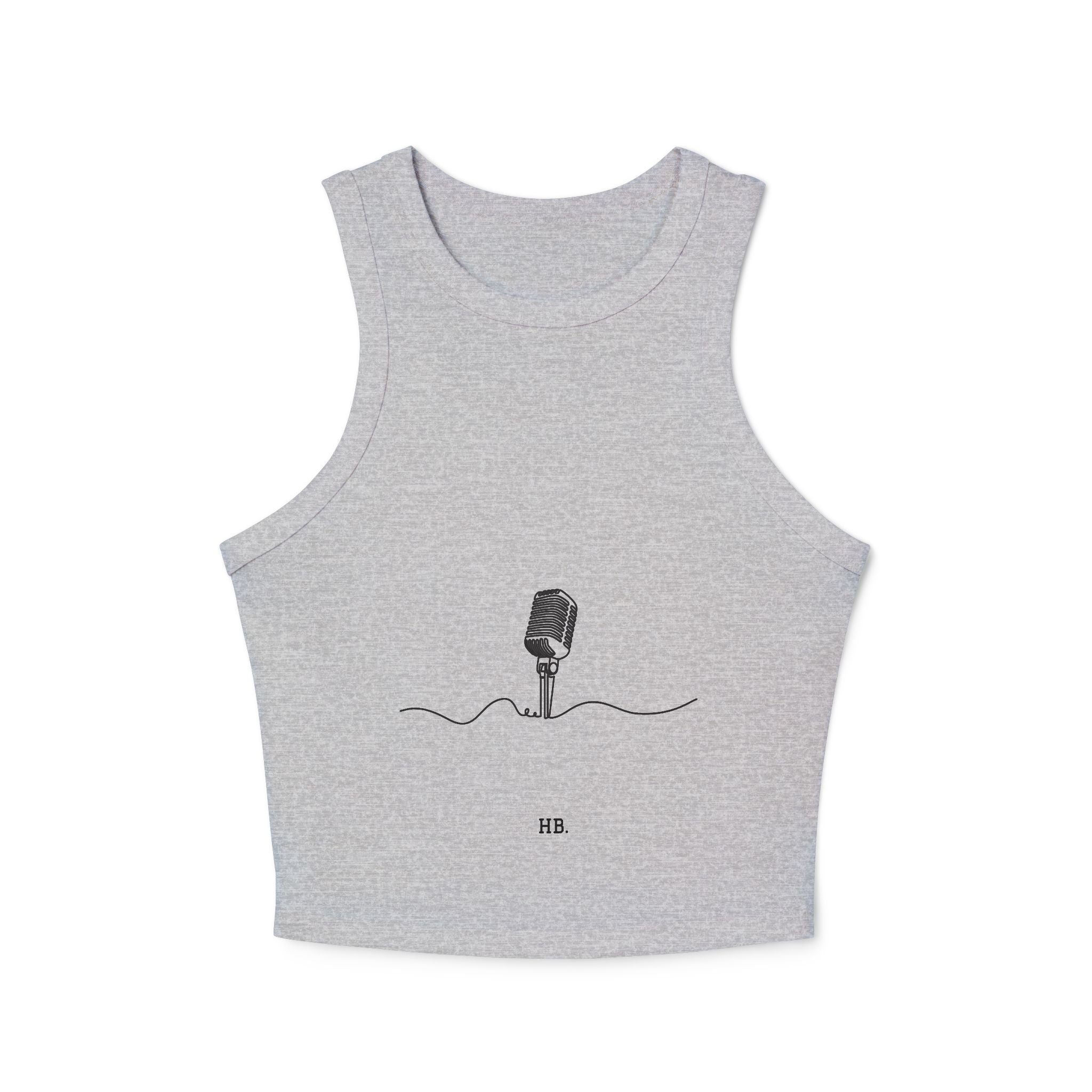 Ribbed Racer Tank — Minimalist Surf Microphone Line Art