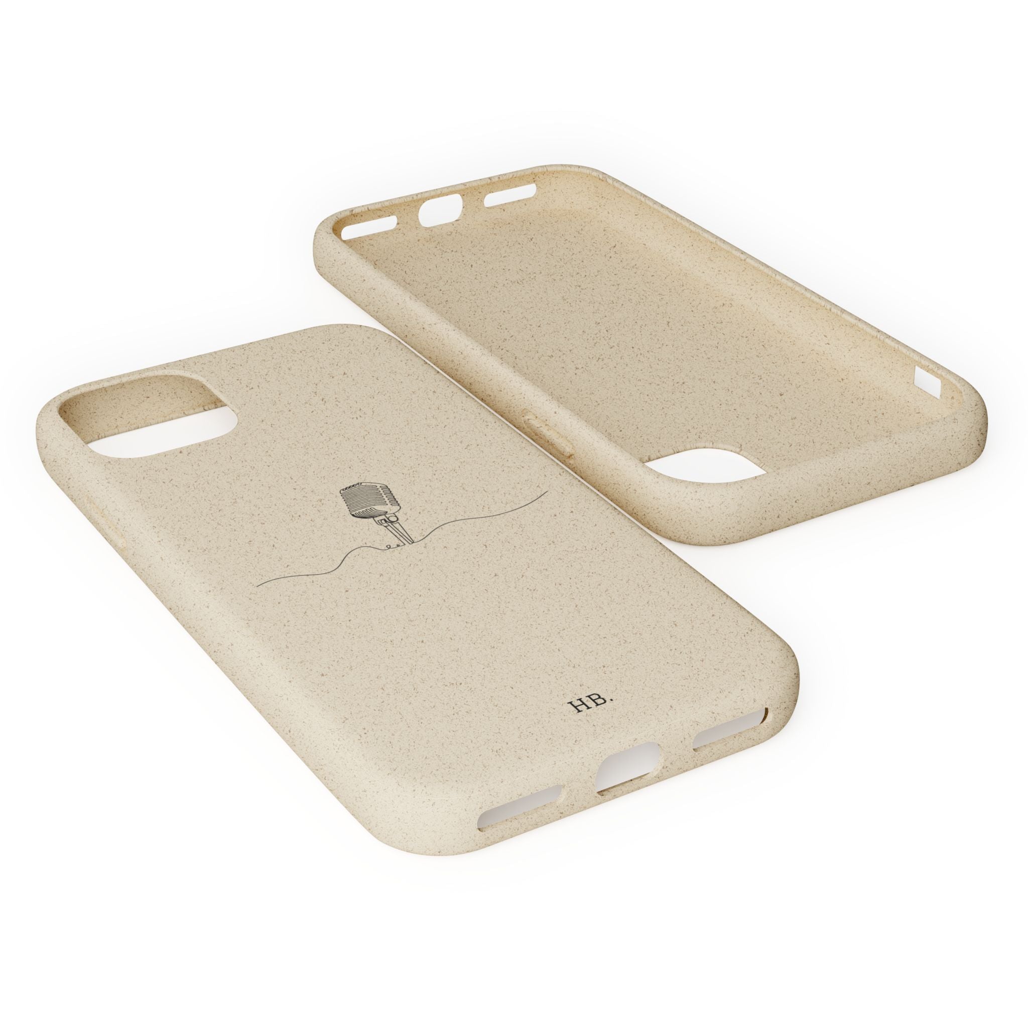 Biodegradable Phone Case — Minimal Microphone Sketch (HB), Eco-Friendly iPhone Cover