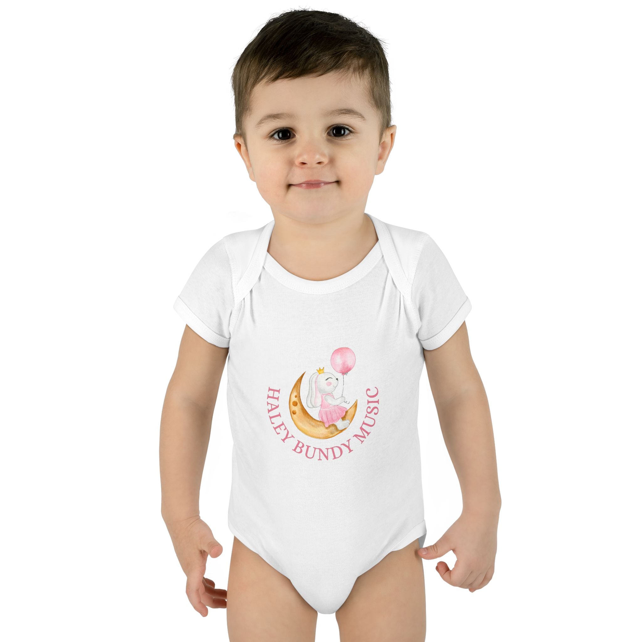 Personalized Baby Bodysuit – “Haley Bundy Music” Pastel Script Infant Onesie