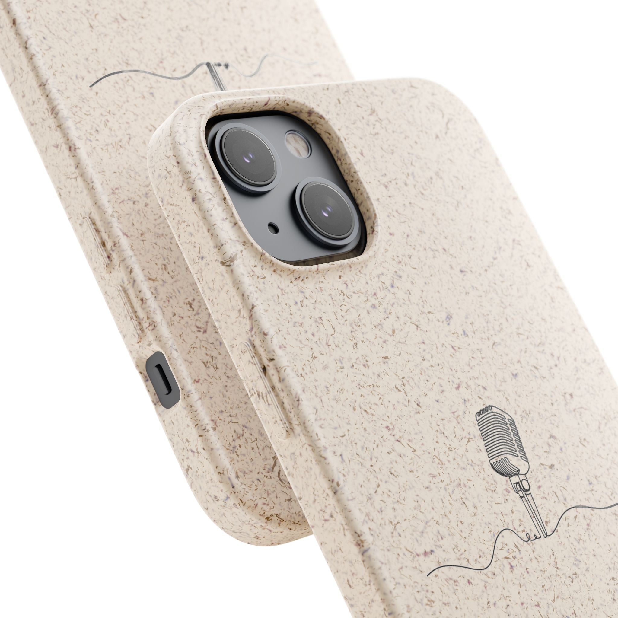 Biodegradable Phone Case — Minimal Microphone Sketch (HB), Eco-Friendly iPhone Cover