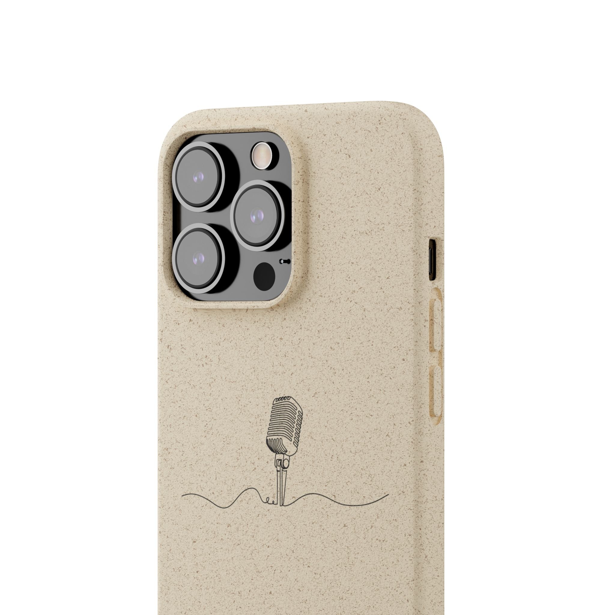 Biodegradable Phone Case — Minimal Microphone Sketch (HB), Eco-Friendly iPhone Cover