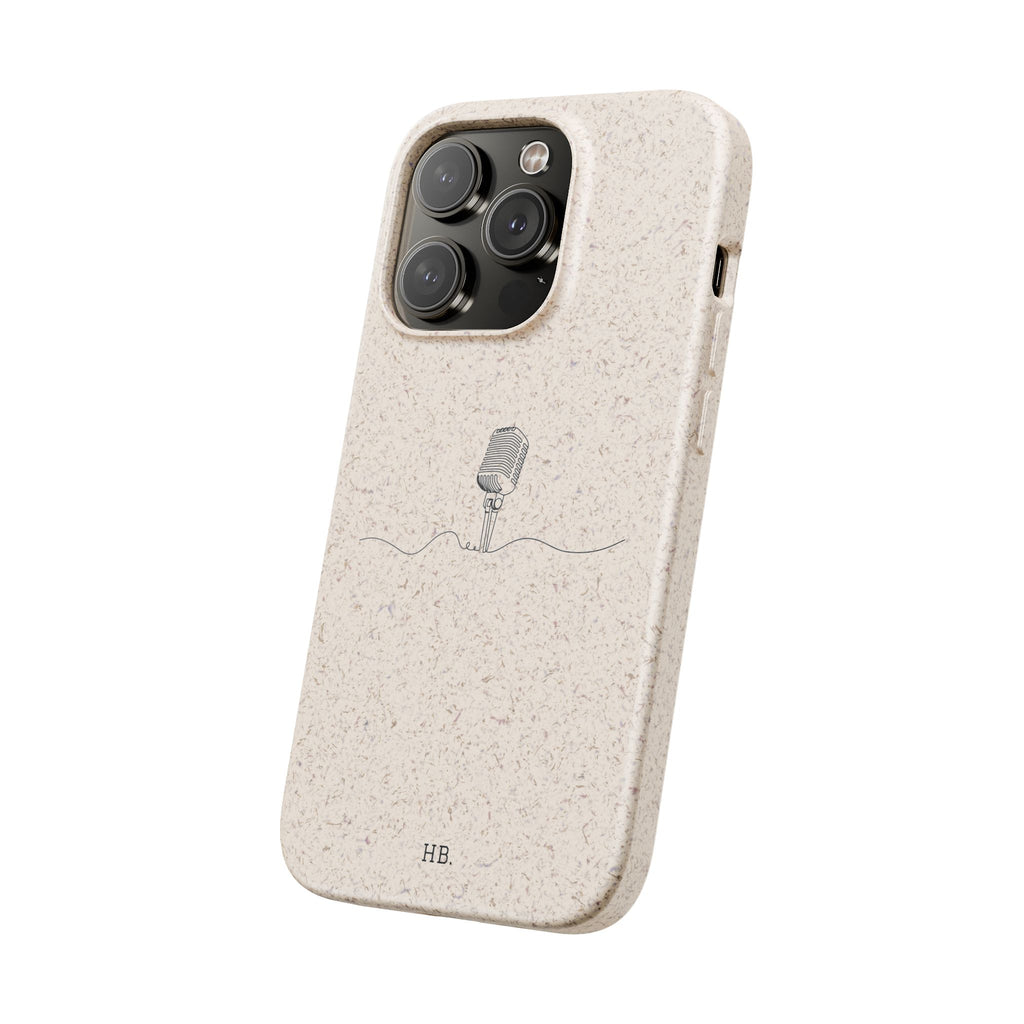 Biodegradable Phone Case — Minimal Microphone Sketch (HB), Eco-Friendly iPhone Cover