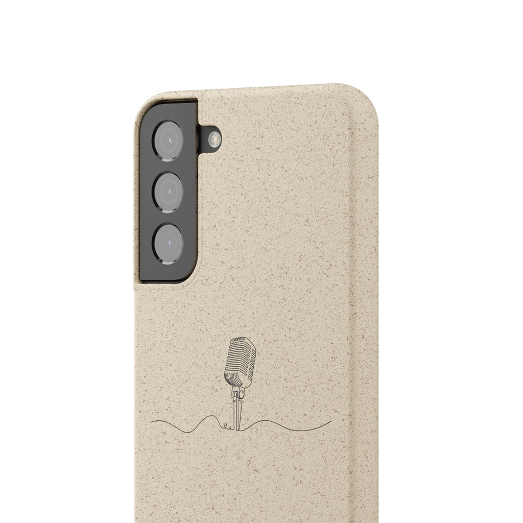 Biodegradable Phone Case — Minimal Microphone Sketch (HB), Eco-Friendly iPhone Cover