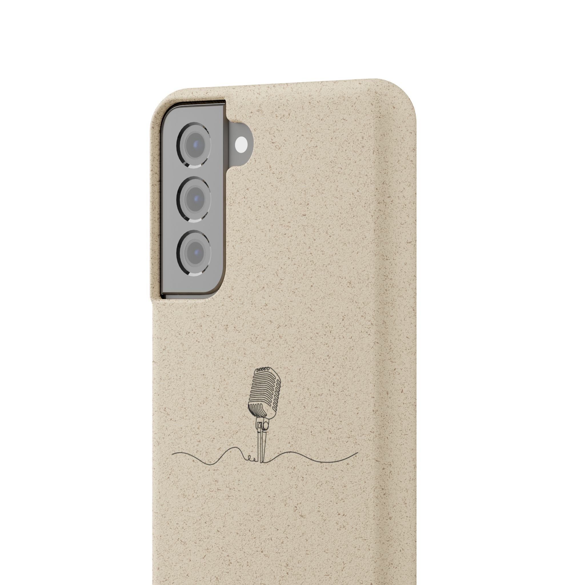Biodegradable Phone Case — Minimal Microphone Sketch (HB), Eco-Friendly iPhone Cover