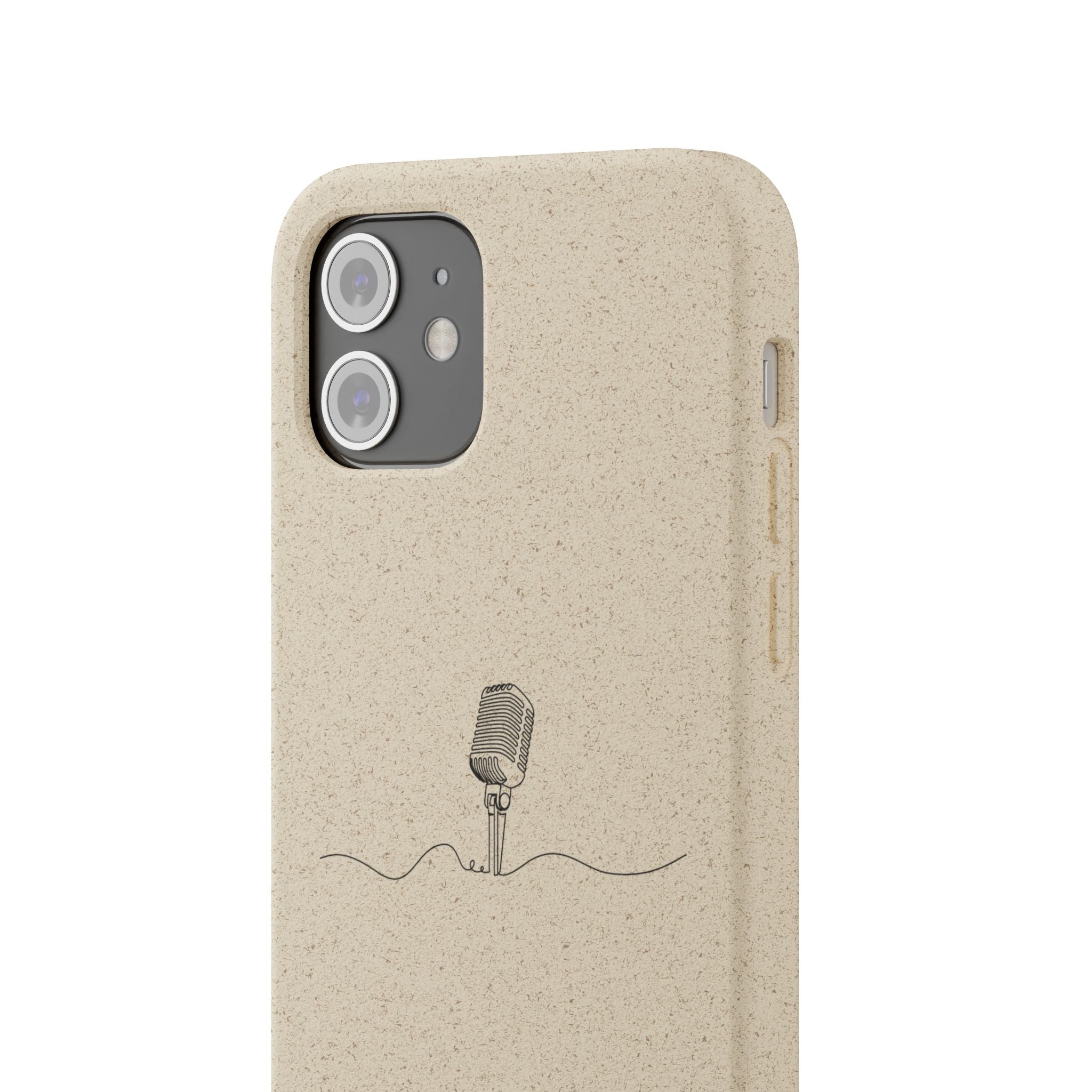 Biodegradable Phone Case — Minimal Microphone Sketch (HB), Eco-Friendly iPhone Cover