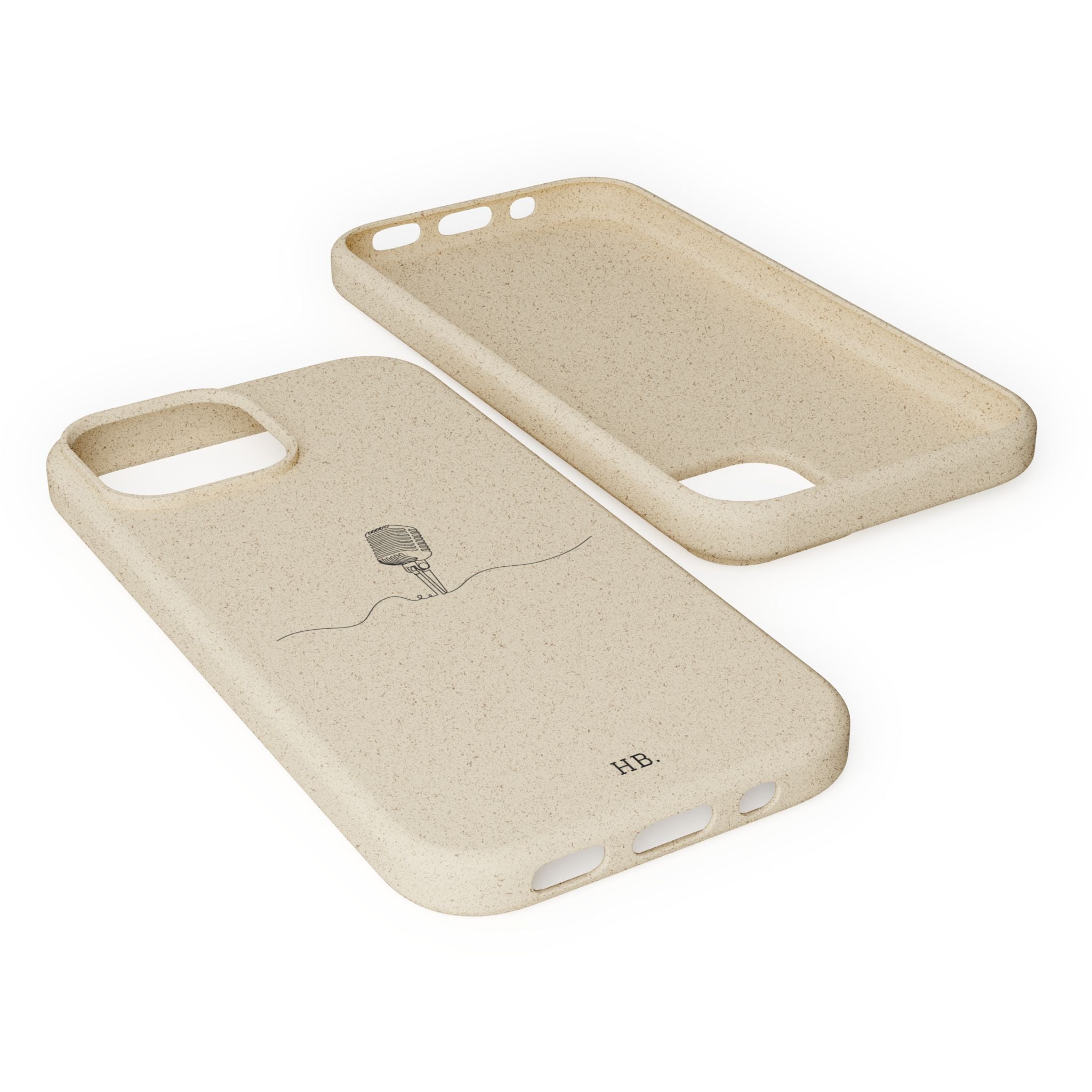 Biodegradable Phone Case — Minimal Microphone Sketch (HB), Eco-Friendly iPhone Cover