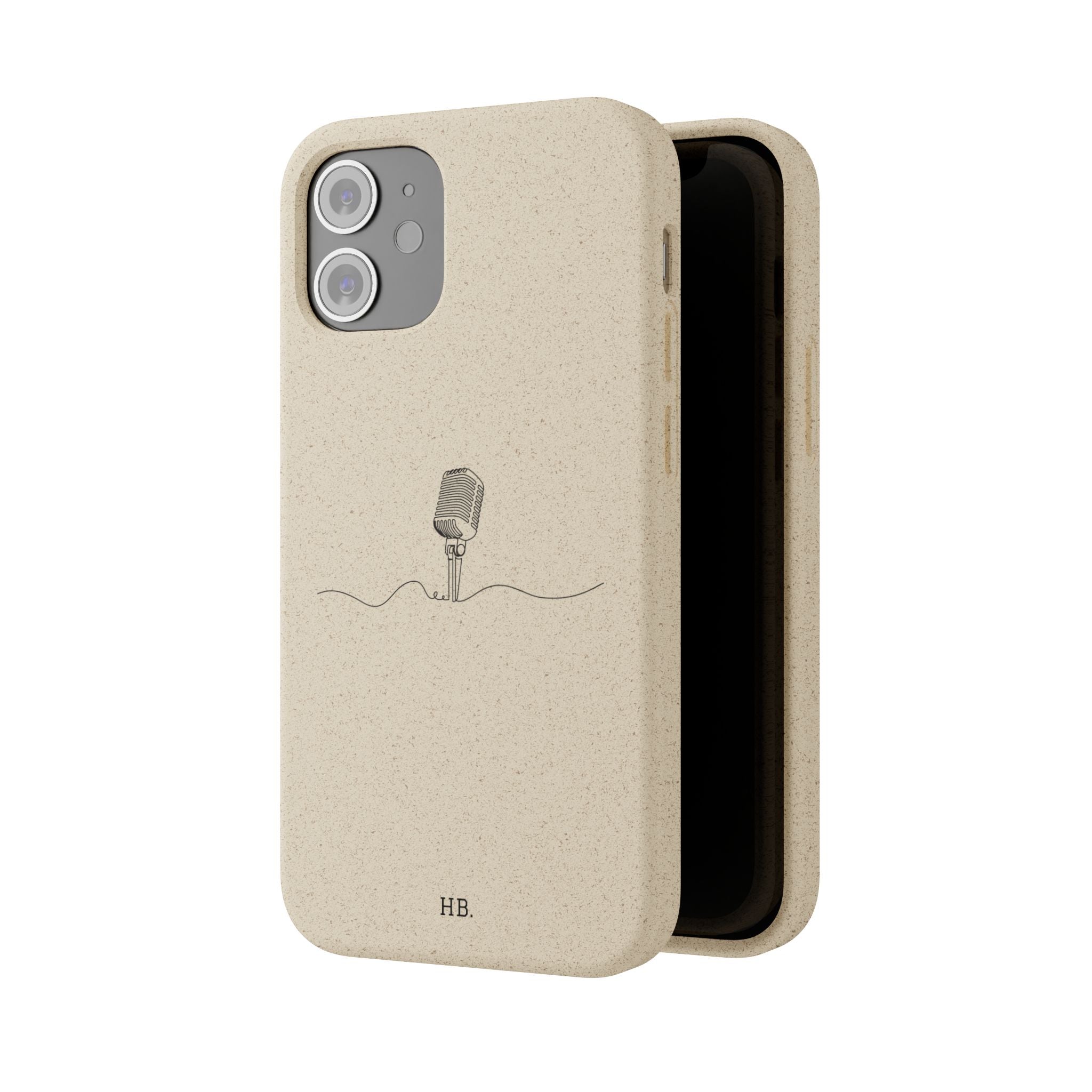 Biodegradable Phone Case — Minimal Microphone Sketch (HB), Eco-Friendly iPhone Cover