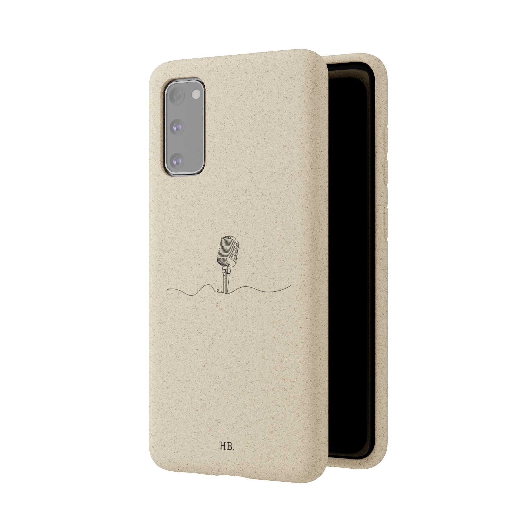 Biodegradable Phone Case — Minimal Microphone Sketch (HB), Eco-Friendly iPhone Cover