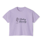 Women's Boxy Tee — "Haley Bundy" Script Name Crop T‑Shirt