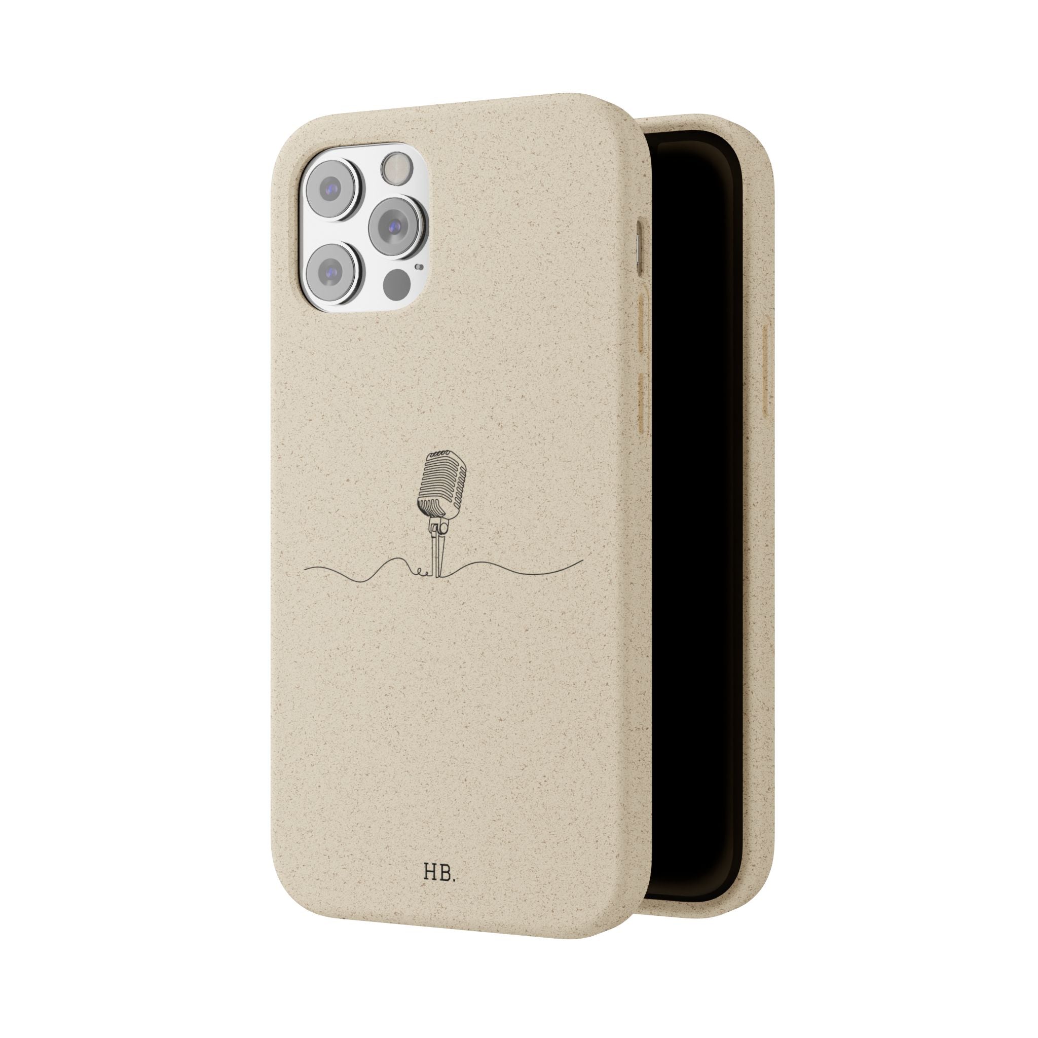 Biodegradable Phone Case — Minimal Microphone Sketch (HB), Eco-Friendly iPhone Cover