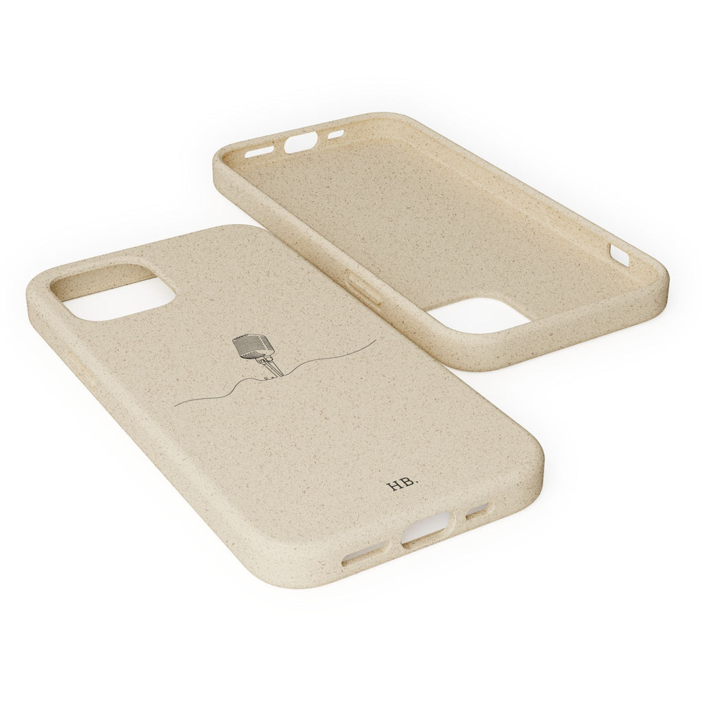 Biodegradable Phone Case — Minimal Microphone Sketch (HB), Eco-Friendly iPhone Cover