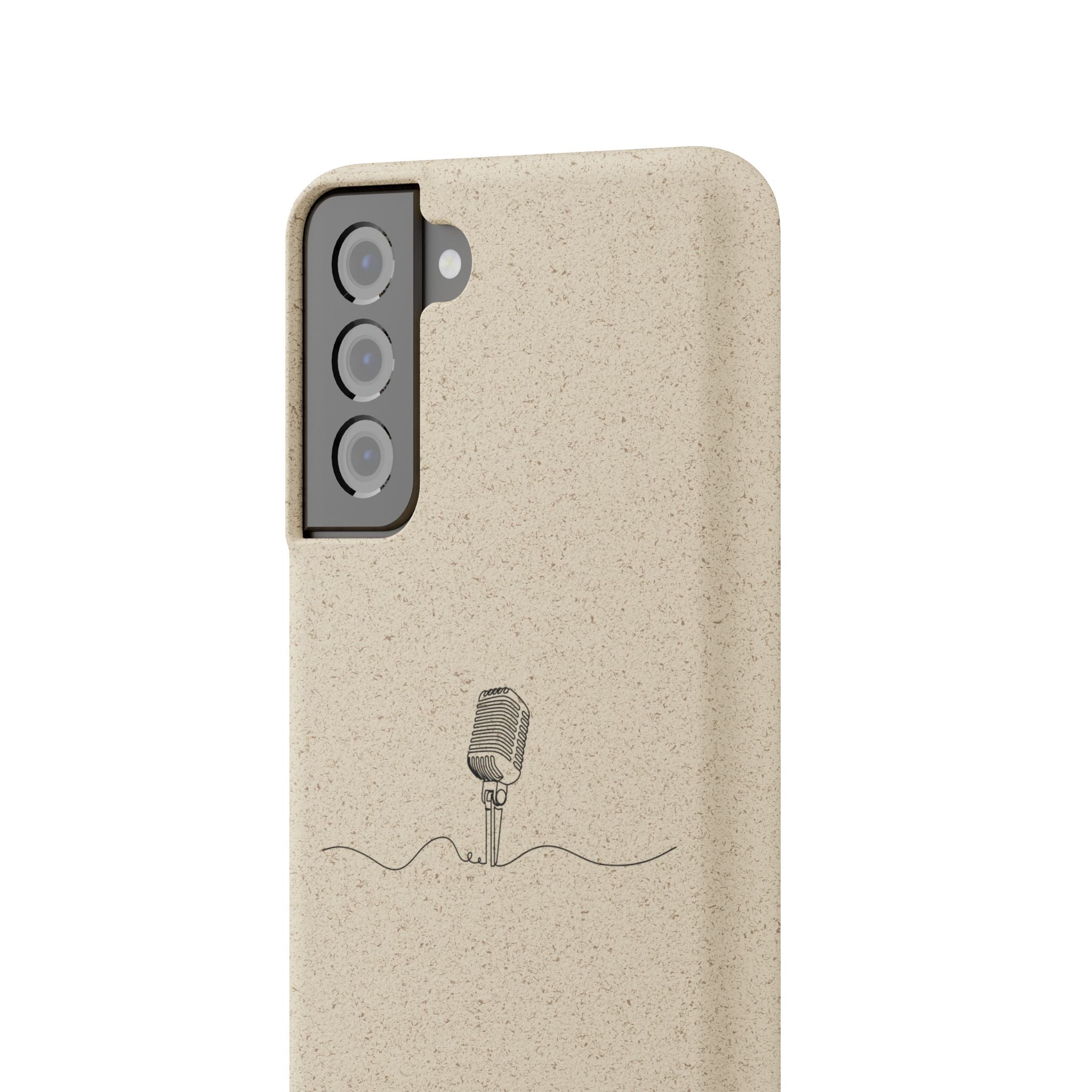 Biodegradable Phone Case — Minimal Microphone Sketch (HB), Eco-Friendly iPhone Cover