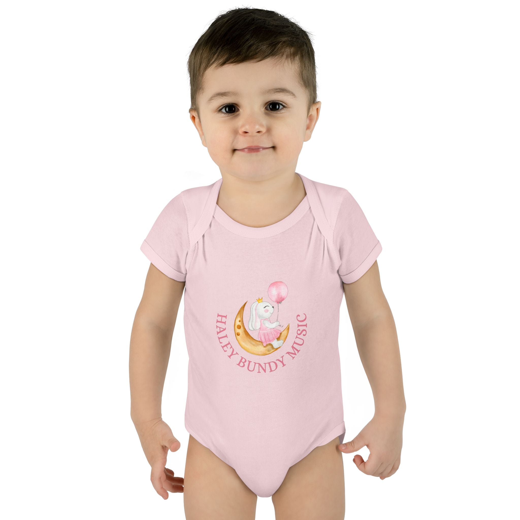 Personalized Baby Bodysuit – “Haley Bundy Music” Pastel Script Infant Onesie