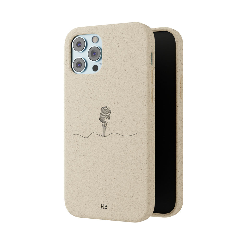 Biodegradable Phone Case — Minimal Microphone Sketch (HB), Eco-Friendly iPhone Cover