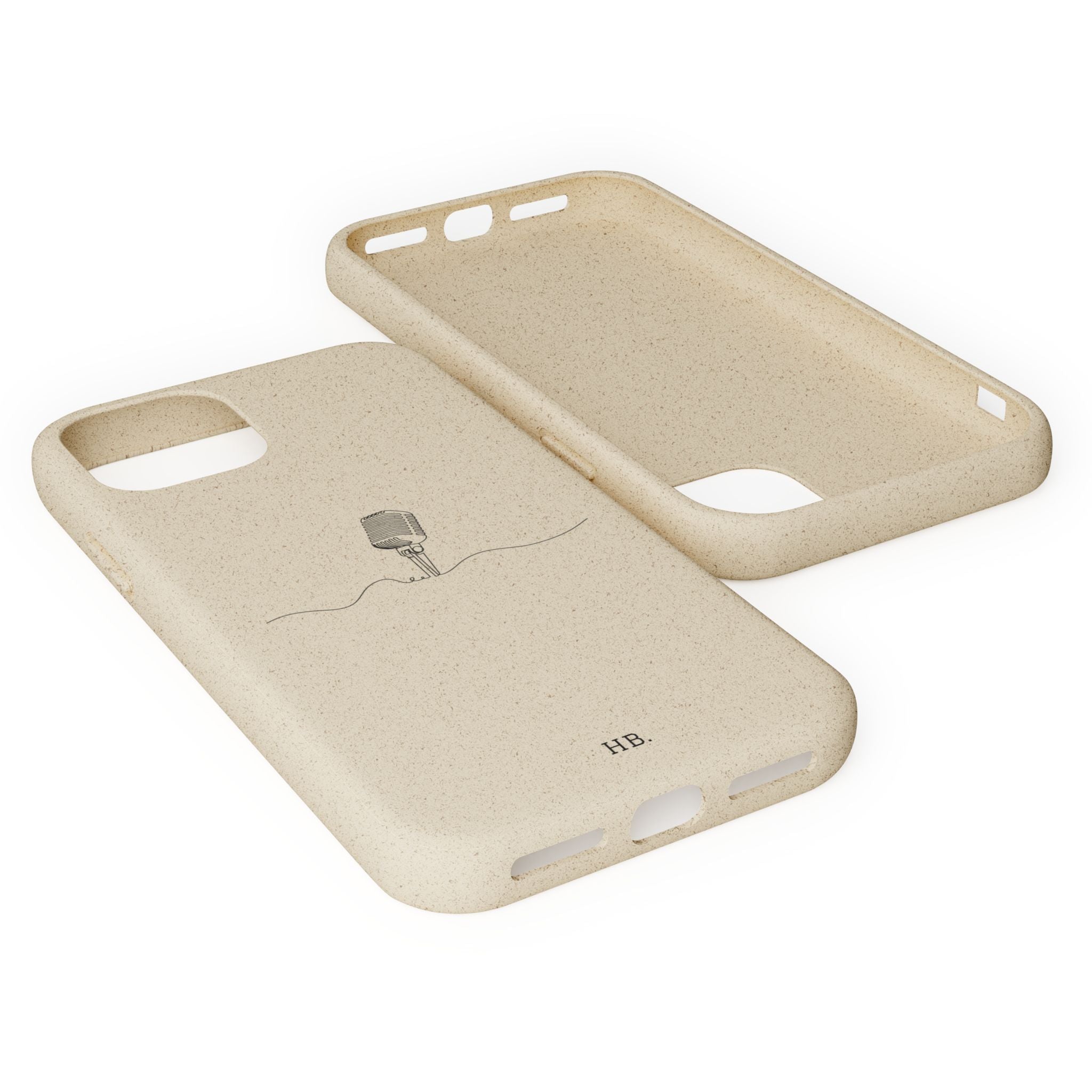 Biodegradable Phone Case — Minimal Microphone Sketch (HB), Eco-Friendly iPhone Cover