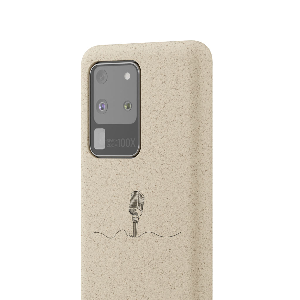 Biodegradable Phone Case — Minimal Microphone Sketch (HB), Eco-Friendly iPhone Cover