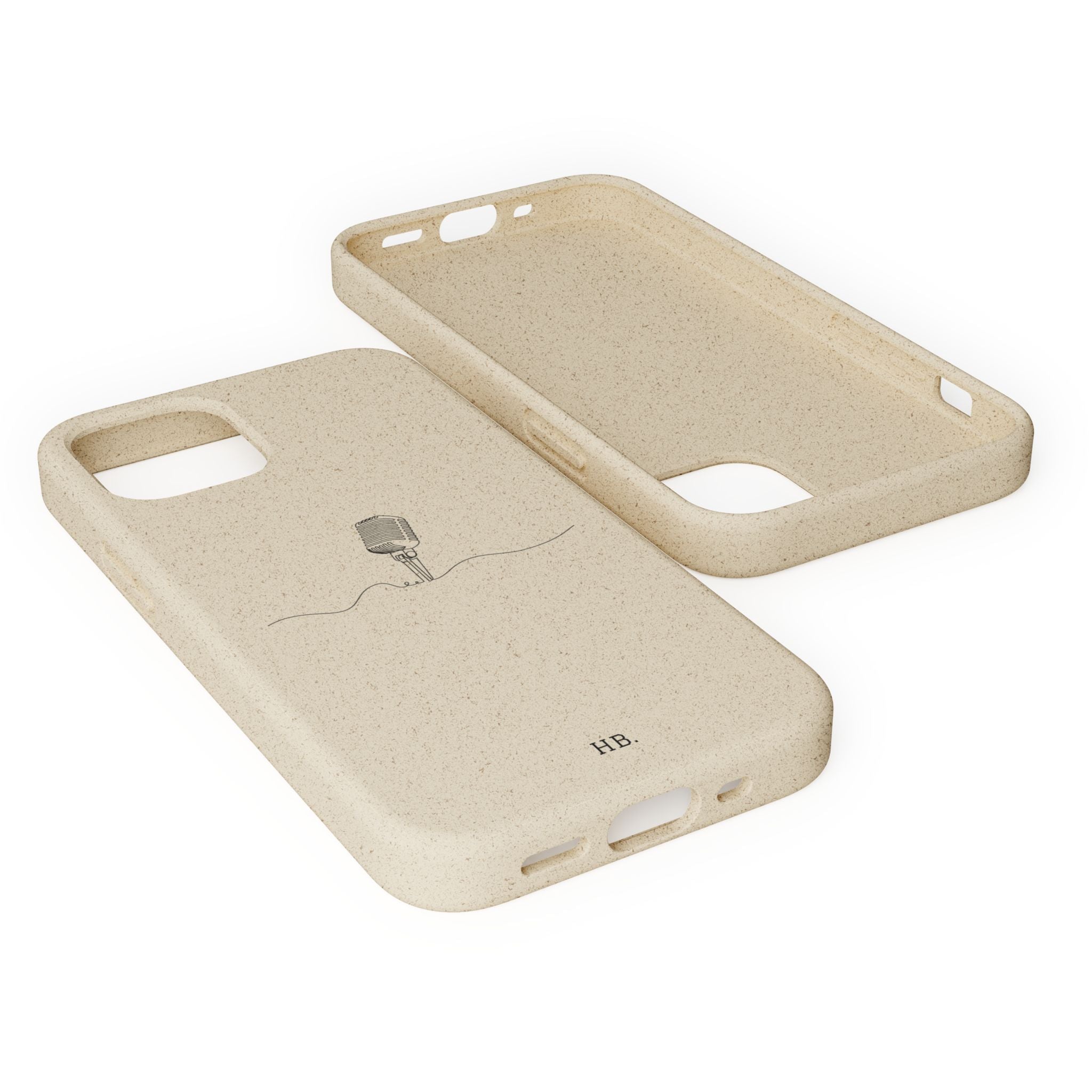 Biodegradable Phone Case — Minimal Microphone Sketch (HB), Eco-Friendly iPhone Cover