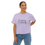 Women's Boxy Tee — "Haley Bundy" Script Name Crop T‑Shirt