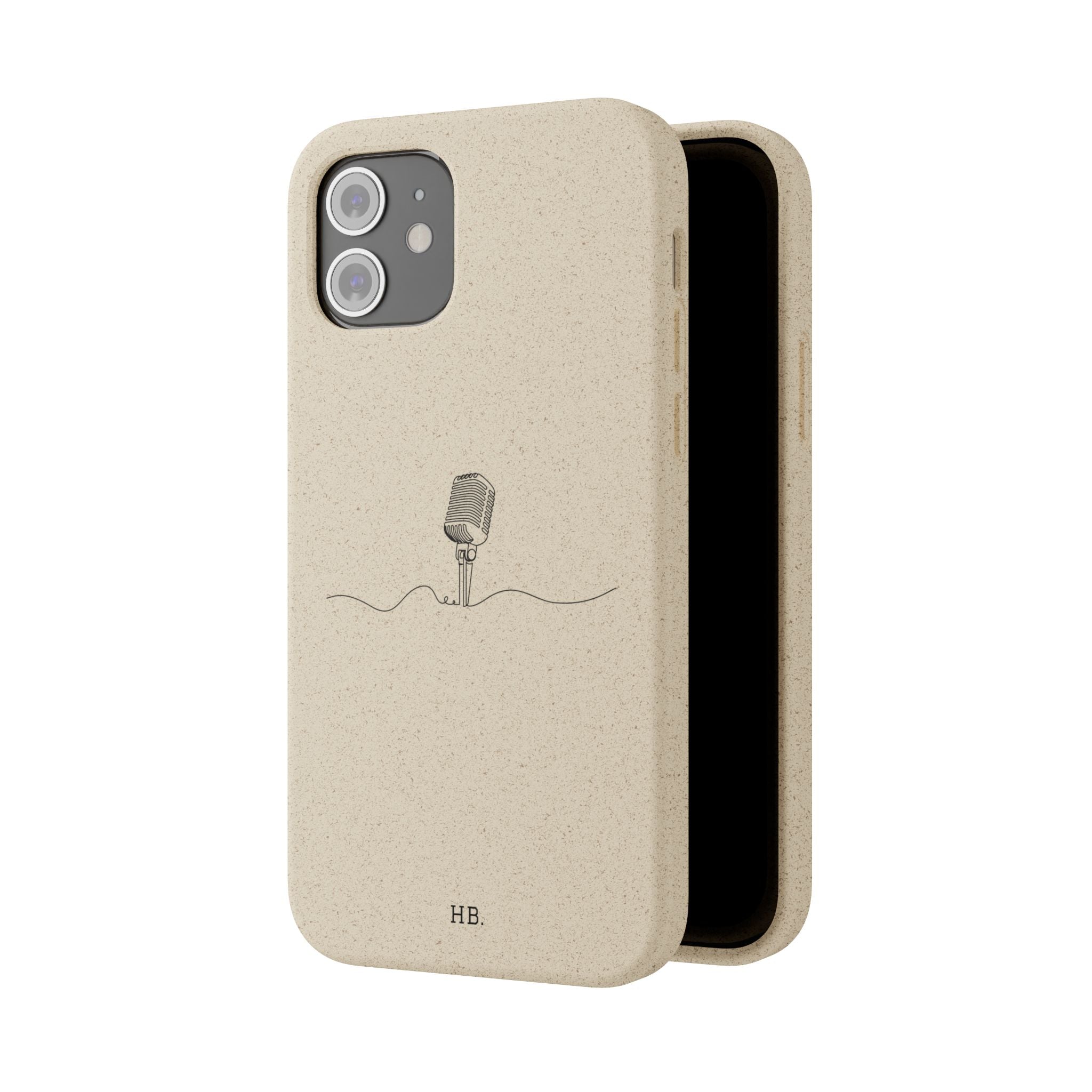 Biodegradable Phone Case — Minimal Microphone Sketch (HB), Eco-Friendly iPhone Cover