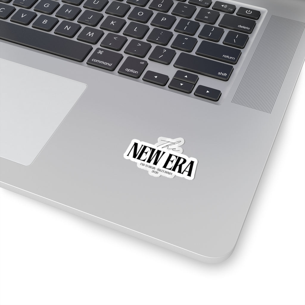 The New Era Kiss-Cut Sticker — Minimal Black Typography Laptop Decal