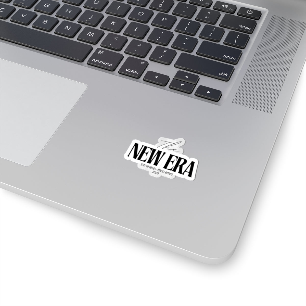 The New Era Kiss-Cut Sticker — Minimal Black Typography Laptop Decal
