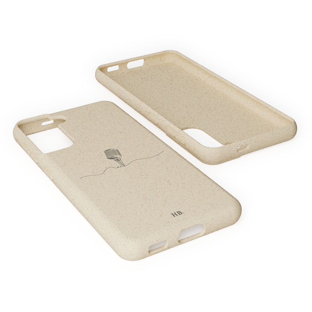 Biodegradable Phone Case — Minimal Microphone Sketch (HB), Eco-Friendly iPhone Cover