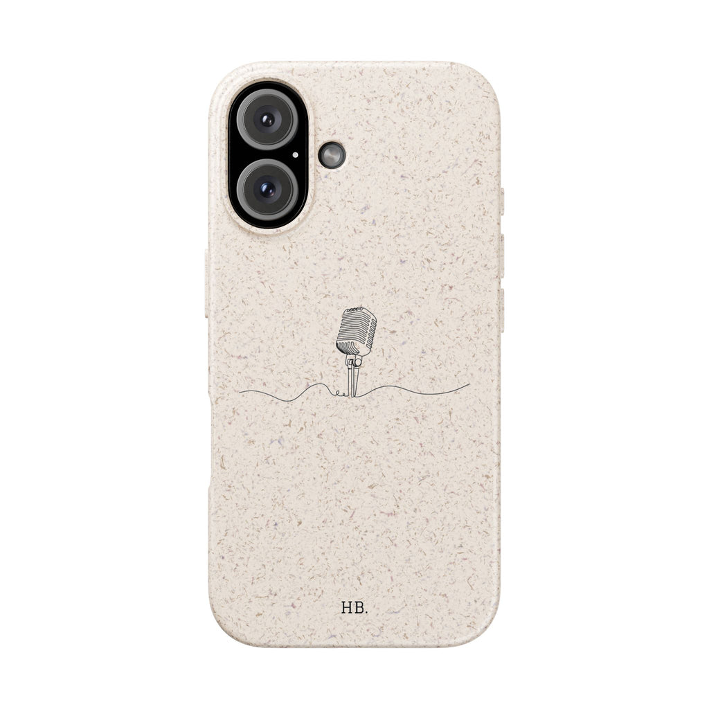 Biodegradable Phone Case — Minimal Microphone Sketch (HB), Eco-Friendly iPhone Cover