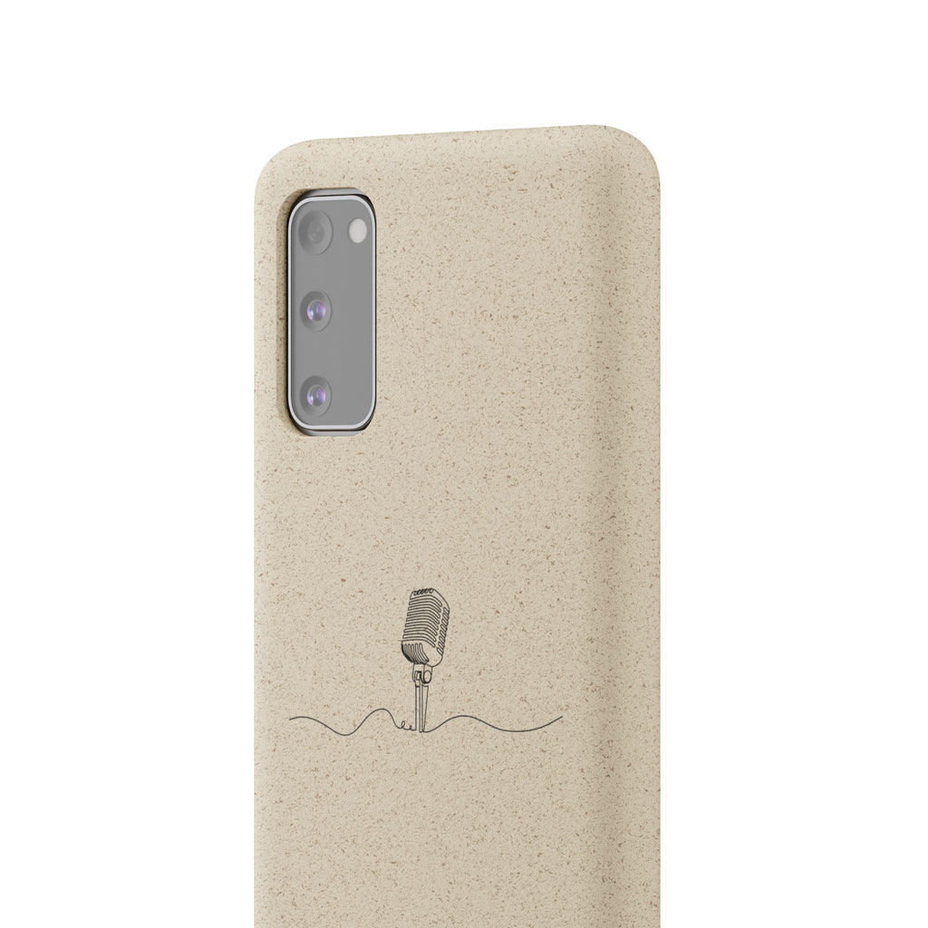 Biodegradable Phone Case — Minimal Microphone Sketch (HB), Eco-Friendly iPhone Cover