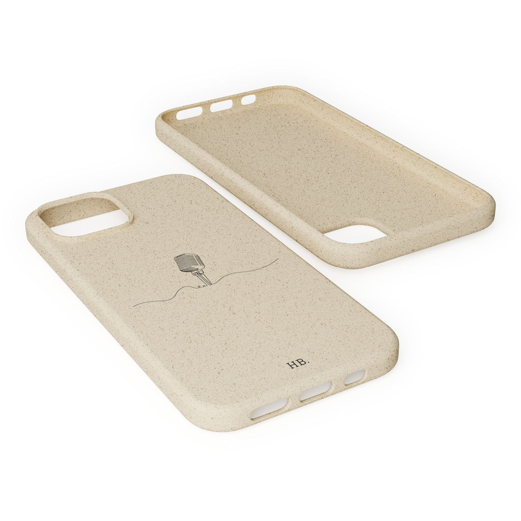 Biodegradable Phone Case — Minimal Microphone Sketch (HB), Eco-Friendly iPhone Cover