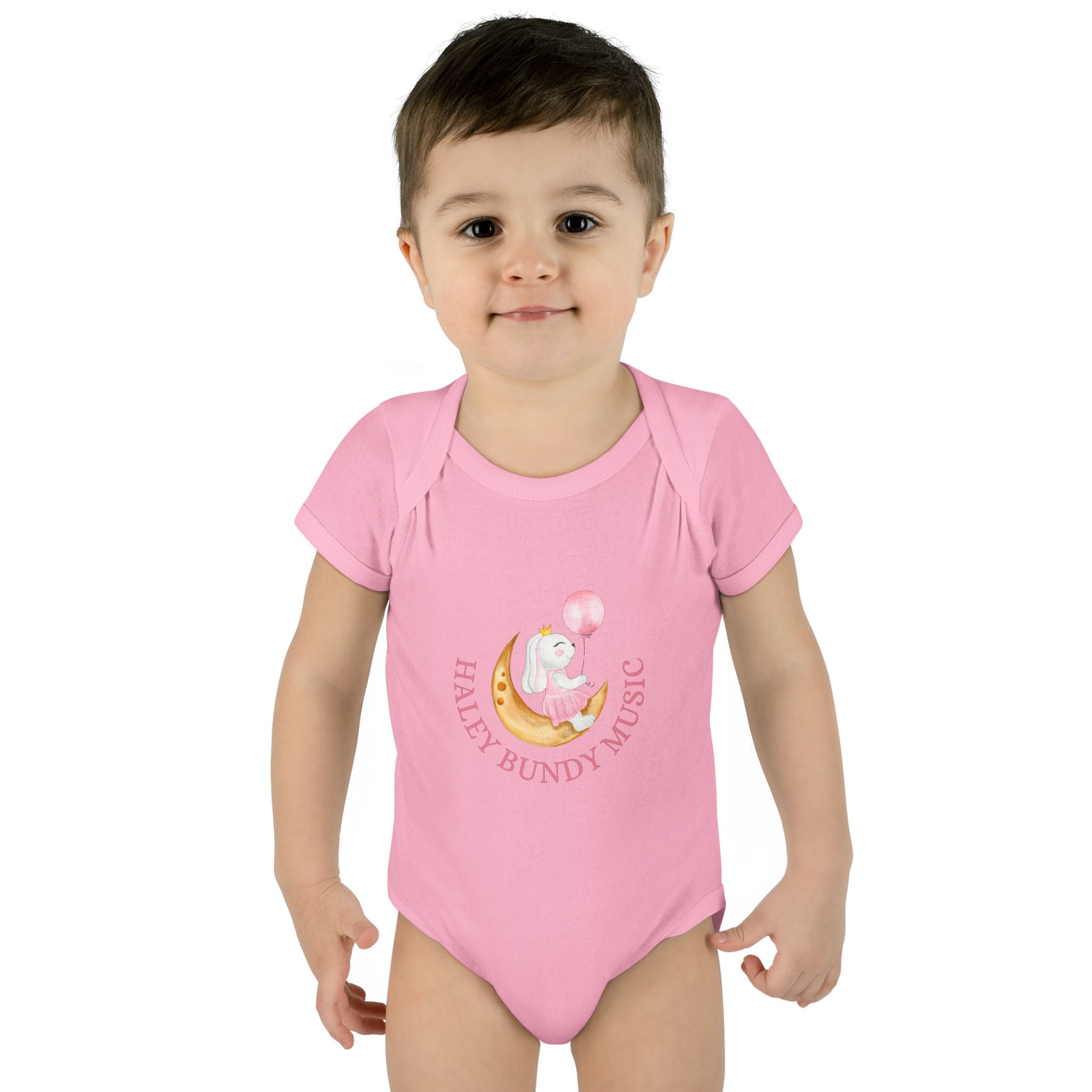 Personalized Baby Bodysuit – “Haley Bundy Music” Pastel Script Infant Onesie