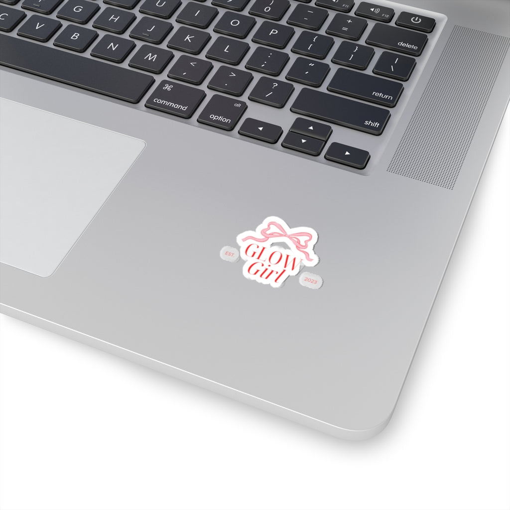 Glow Girl Kiss-Cut Sticker — Pink Bow Aesthetic Decorative Decal