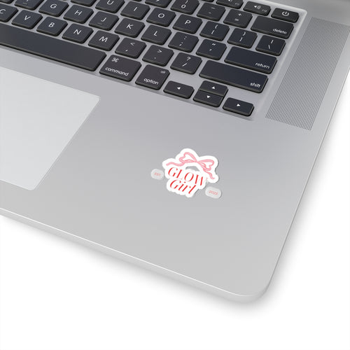 Glow Girl Kiss-Cut Sticker — Pink Bow Aesthetic Decorative Decal