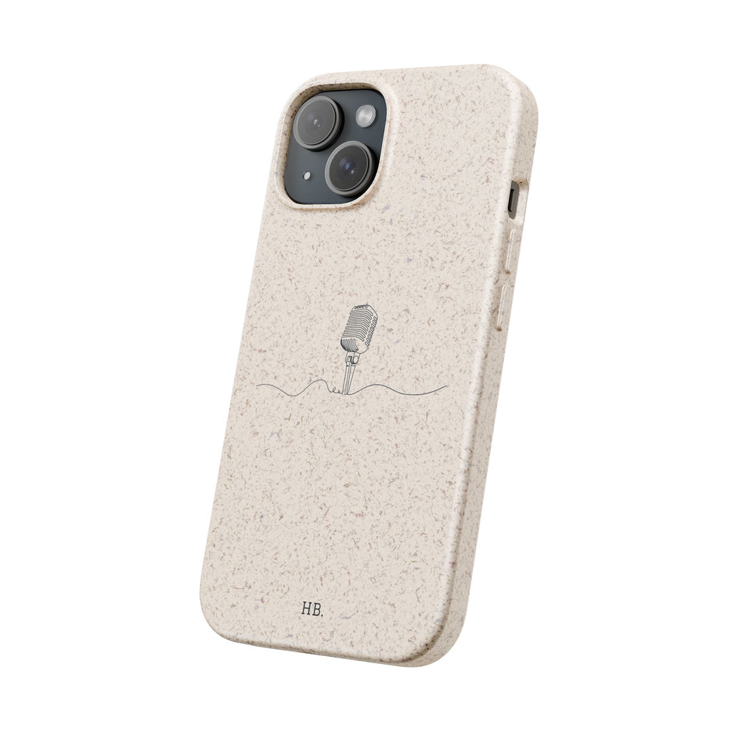 Biodegradable Phone Case — Minimal Microphone Sketch (HB), Eco-Friendly iPhone Cover