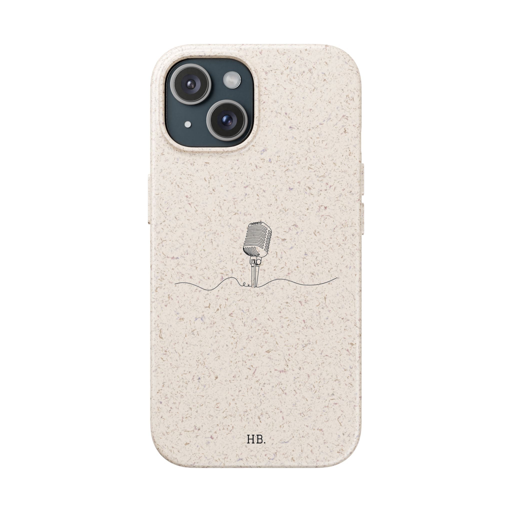 Biodegradable Phone Case — Minimal Microphone Sketch (HB), Eco-Friendly iPhone Cover