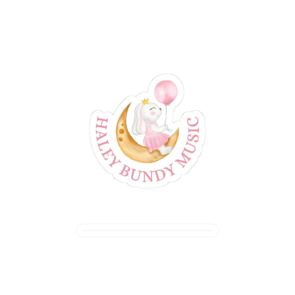 Kiss-Cut Sticker — Cute Bunny on Moon with Balloon (Youth Sticker) "Haley Bundy Music"
