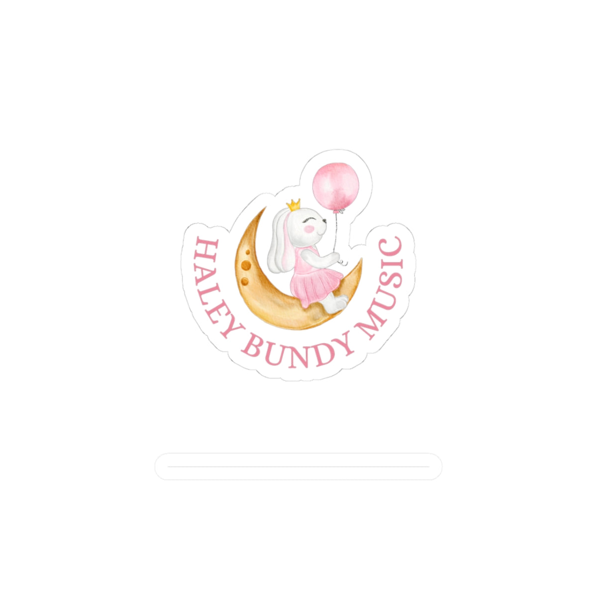 Kiss-Cut Sticker — Cute Bunny on Moon with Balloon (Youth Sticker) "Haley Bundy Music"