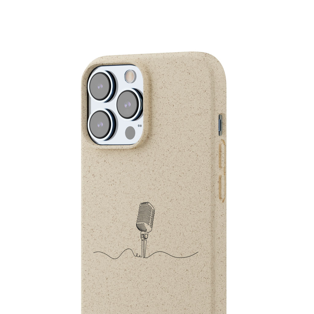 Biodegradable Phone Case — Minimal Microphone Sketch (HB), Eco-Friendly iPhone Cover