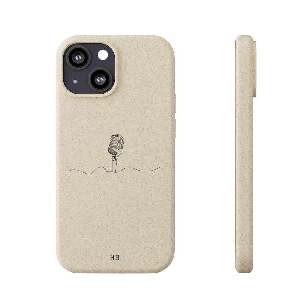 Biodegradable Phone Case — Minimal Microphone Sketch (HB), Eco-Friendly iPhone Cover