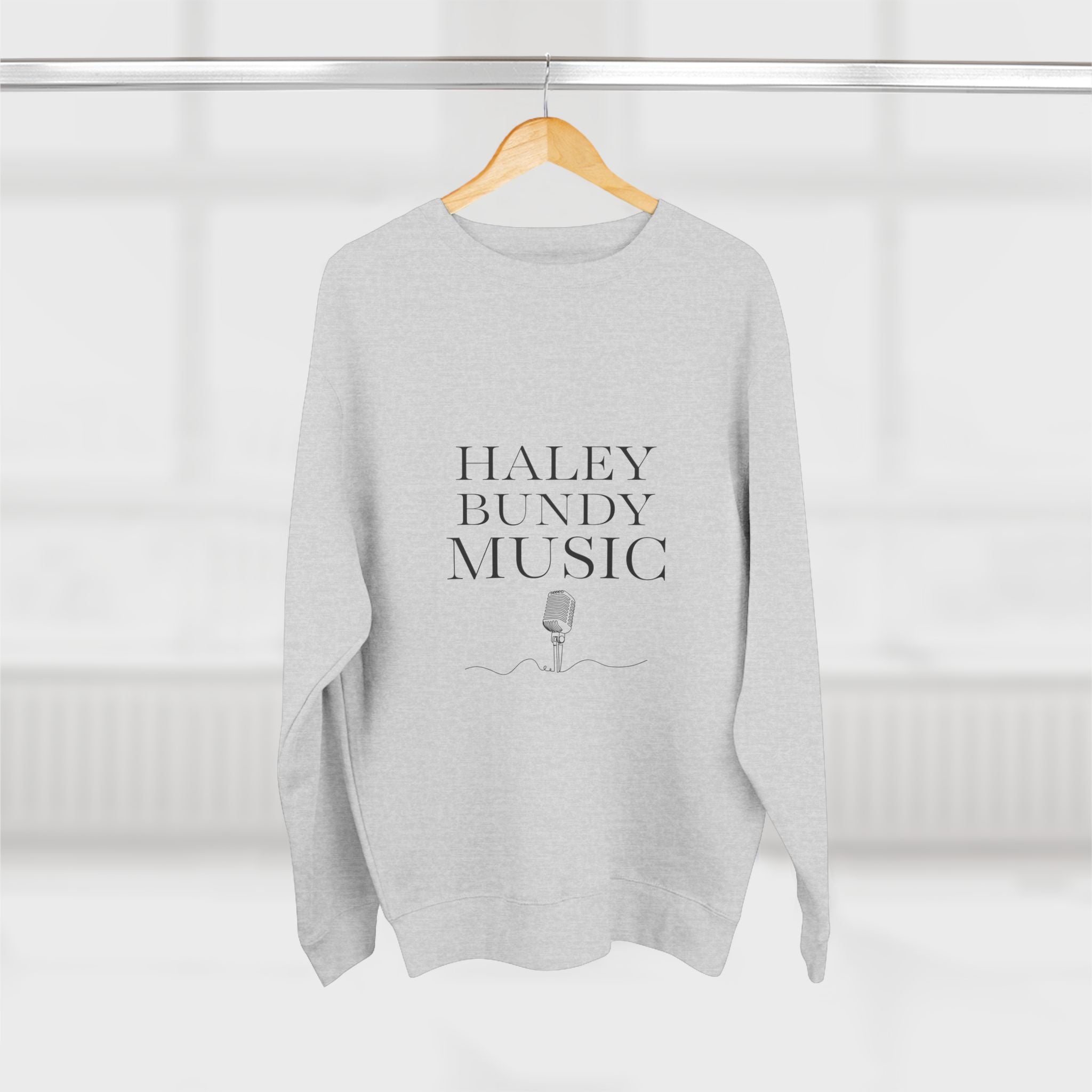 Haley Bundy Music Sweatshirt — Basic Microphone Crewneck (Mens)