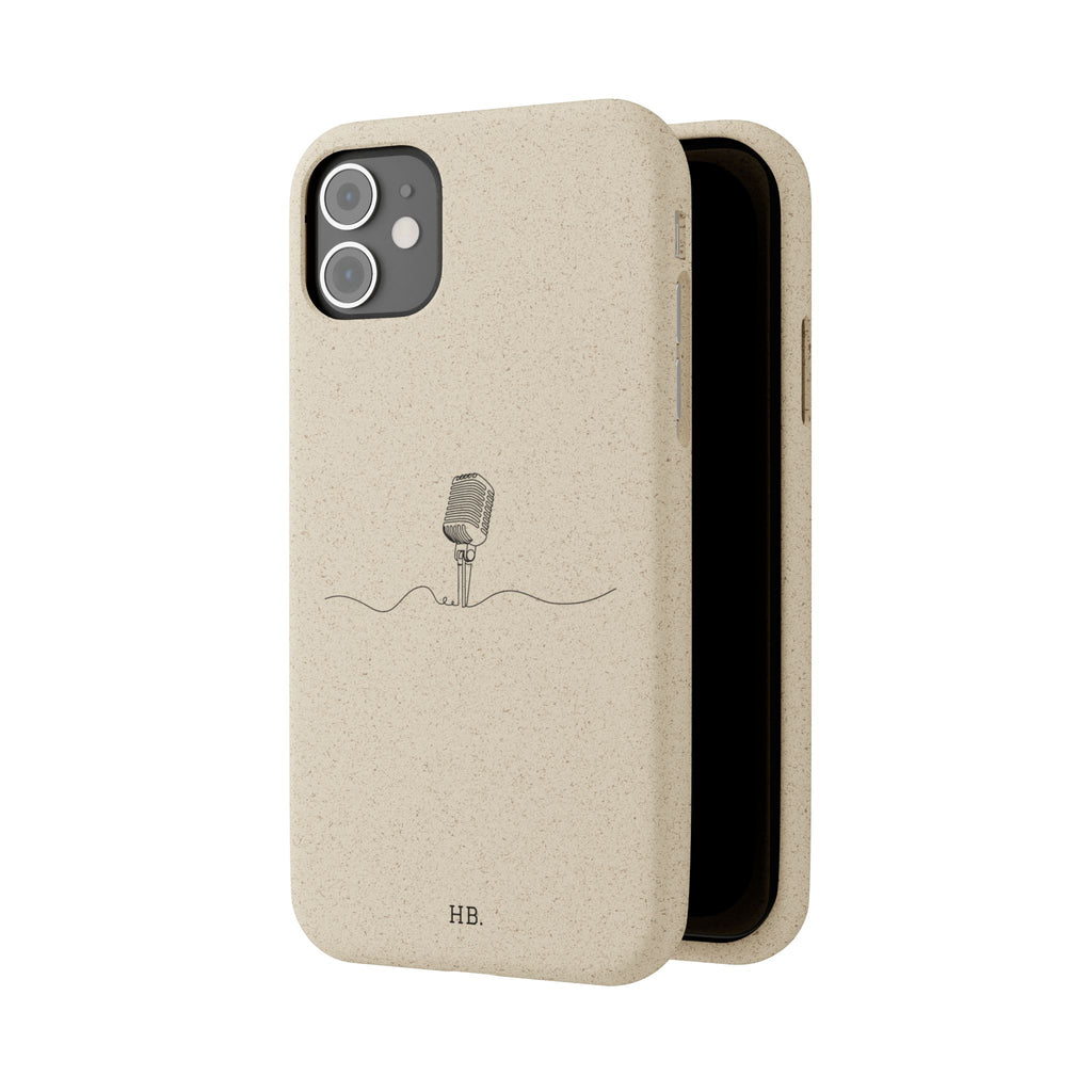 Biodegradable Phone Case — Minimal Microphone Sketch (HB), Eco-Friendly iPhone Cover