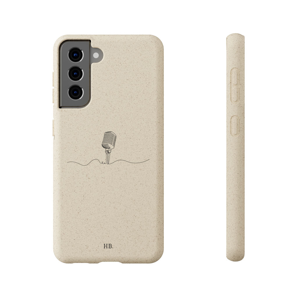 Biodegradable Phone Case — Minimal Microphone Sketch (HB), Eco-Friendly iPhone Cover